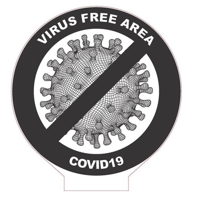 Макет Акриловая лампа с вырезанным узором в виде свободной от COVID-19 зоны для лазерной резки