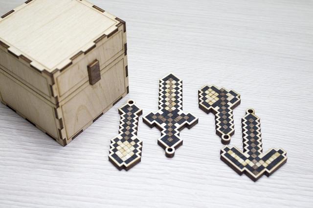 Макет Брелоки в стиле Minecraft для лазерной резки файл DXF для станка — изображение 3