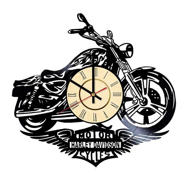 Макет Винyl-запись-часы в виде мотоцикла Harley для лазерной резки чертёж для станка — изображение 2