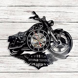 Интересный макет Винyl-запись-часы в виде мотоцикла Harley для лазерной резки чертёж для станка