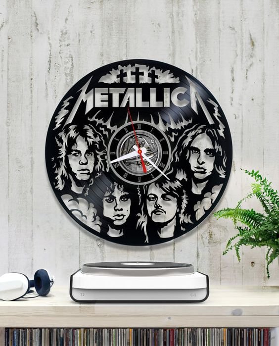 Макет Винyl-часы в стиле Metallica для лазерной резки макет для станка
