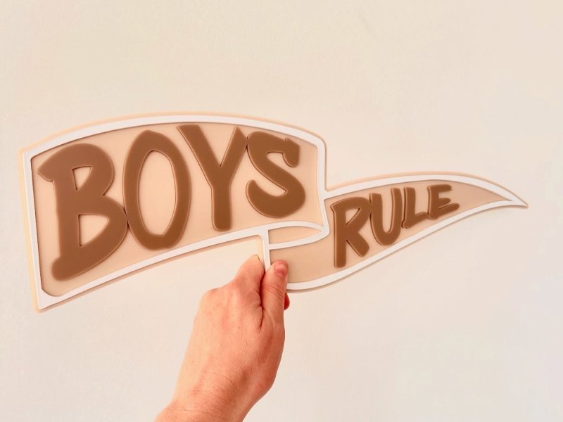 Макет Вывеска с надписью boys rule для лазерной резки
