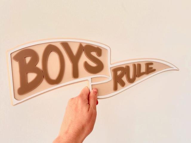 Макет Вывеска с надписью boys rule для лазерной резки