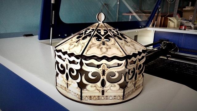 Макет Декоративная деревянная корзина с крышкой макет для лазерной резки