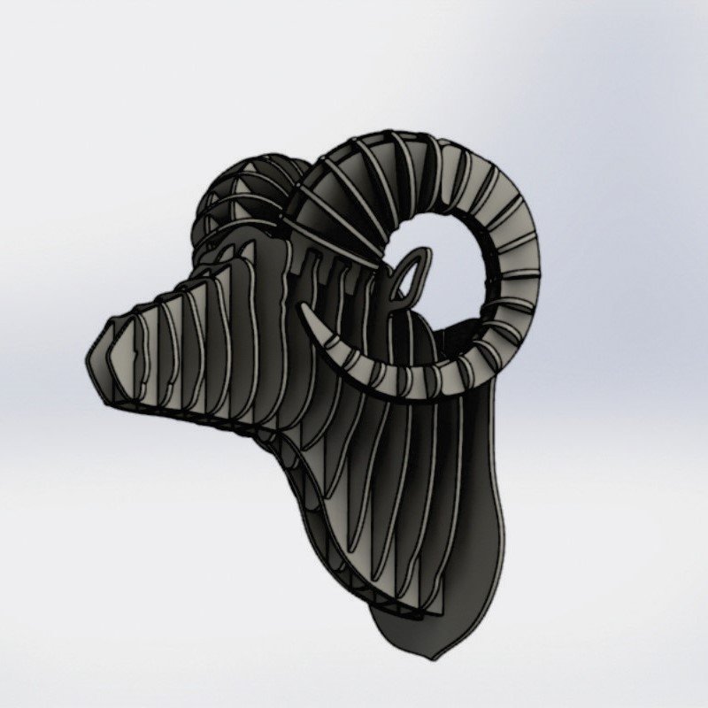 Макет Декоративная настенная композиция в виде головы козла для лазерной резки