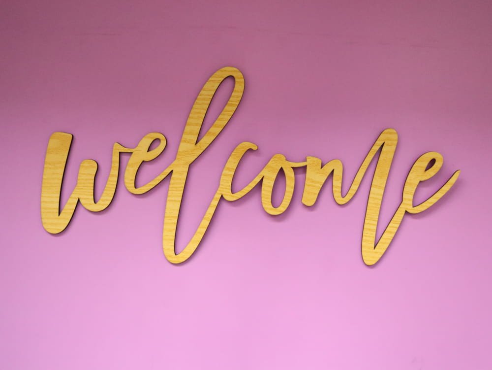 Макет Декоративная стенная композиция с надписью welcome для лазерной резки