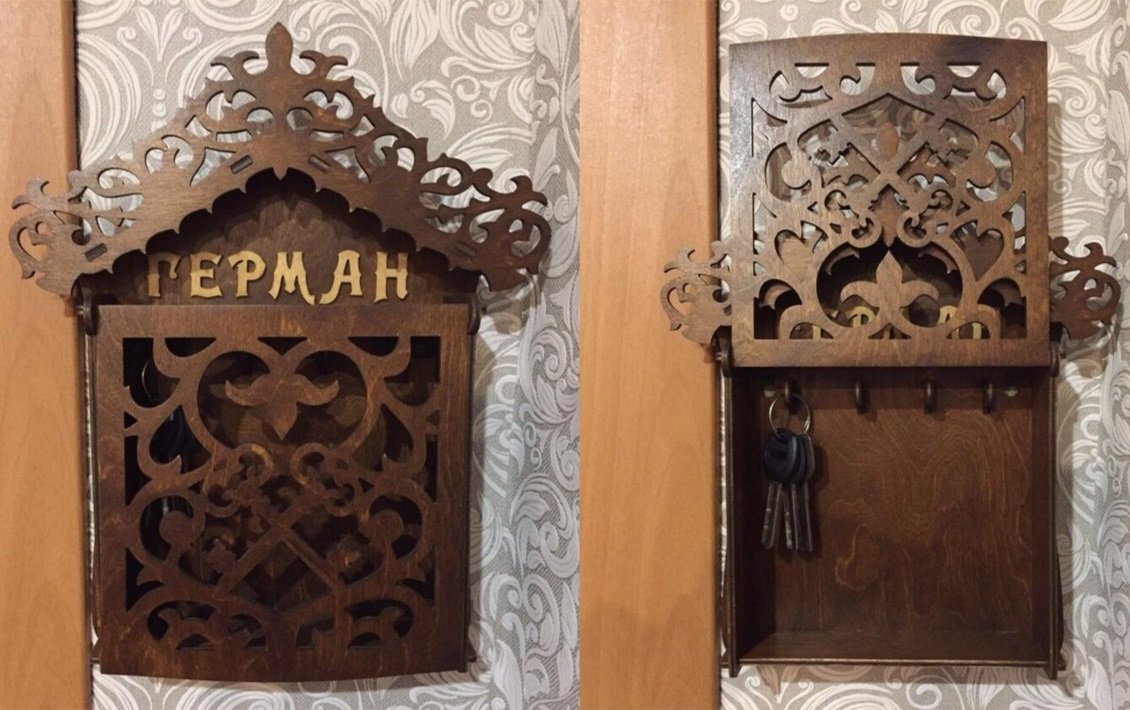 Макет Декоративный настенный ключница чертёж для лазерной резки