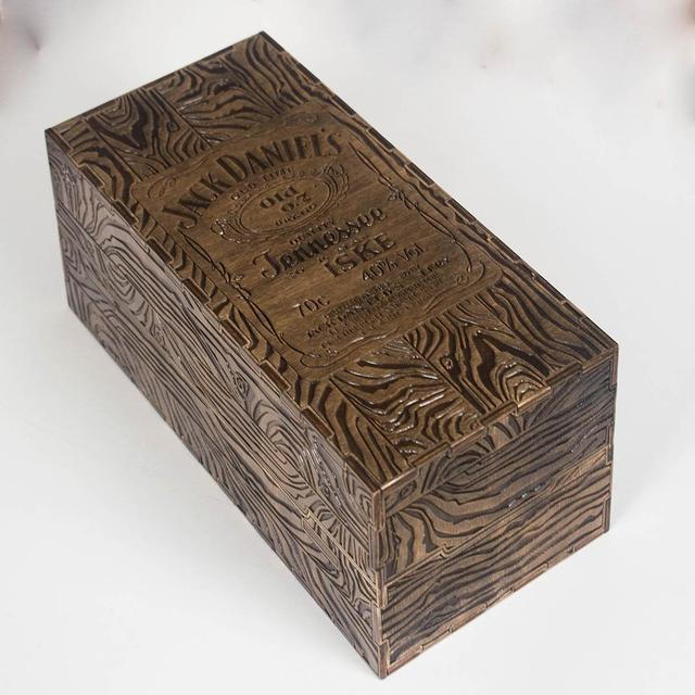 Макет Деревянная коробка для виски Jack Daniels макет для лазерной резки с гравировкой — изображение 1