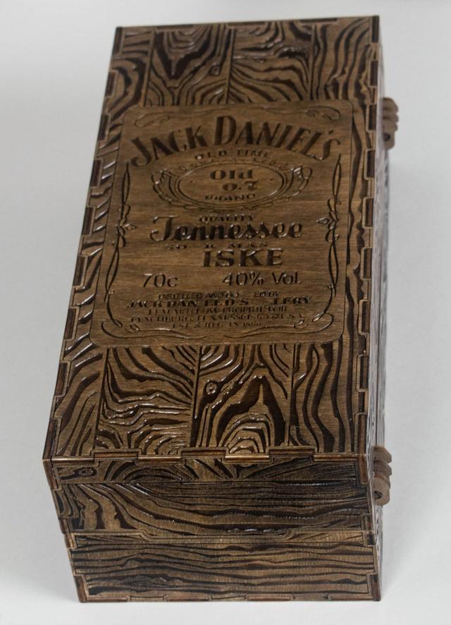 Макет Деревянная коробка для виски Jack Daniels макет для лазерной резки с гравировкой — изображение 2