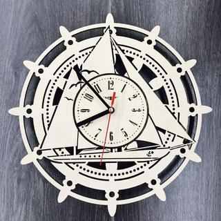 Интересный макет Деревянное корабельное штурмовое колесо для настенных часов макет для лазерной резки