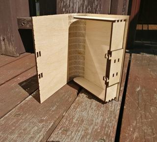 Интересный макет Книжный бокс с задвижкой для лазерной резки 3 мм файл SVG