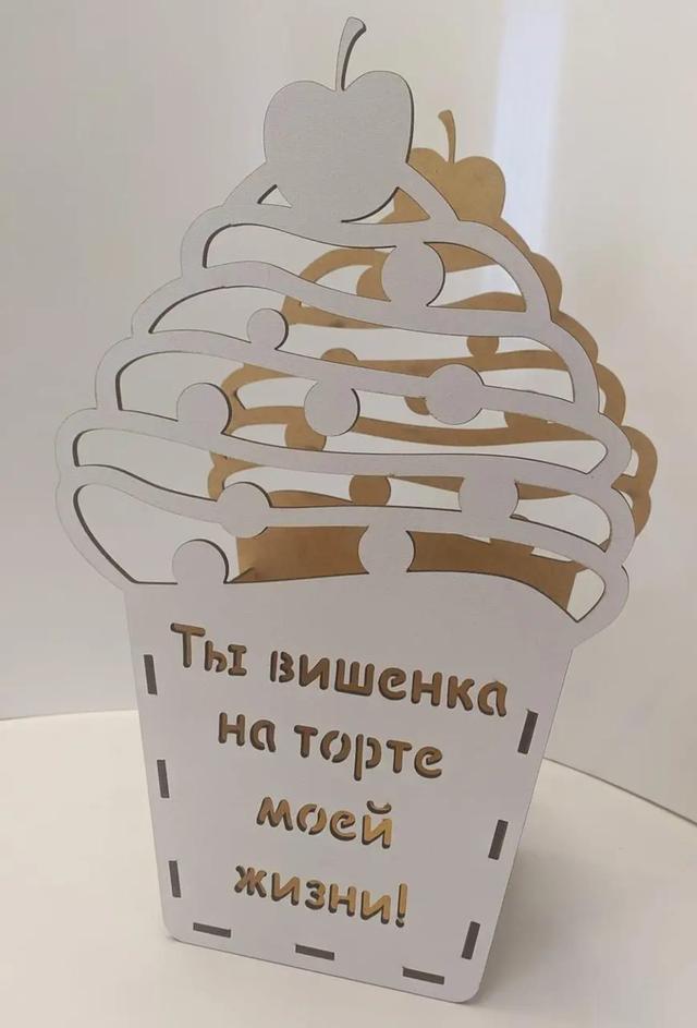 Макет Корзина для подарочной коробки в форме кекса макет для лазерной резки — изображение 2