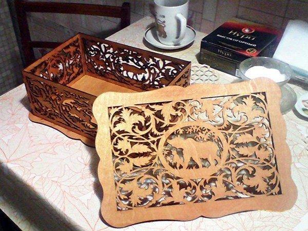 Макет Корзинка в национальном стиле для лазерной резки