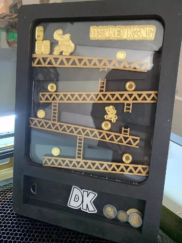 Макет Коробка для копилки в виде поросёнка Донkey Kong для лазерной резки