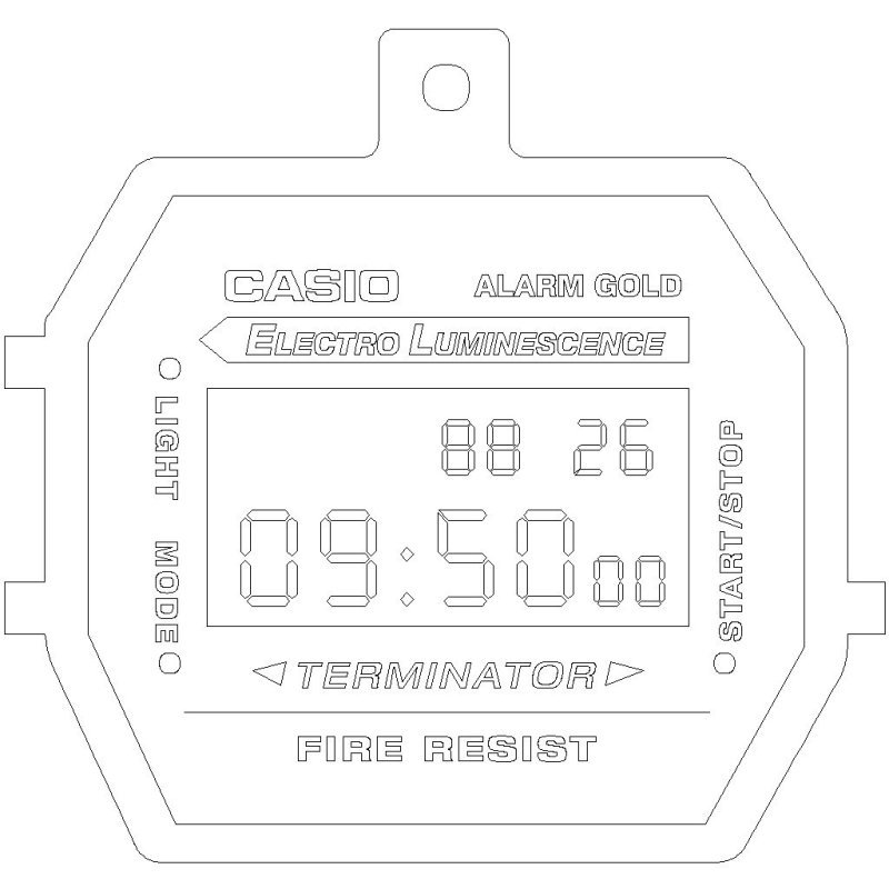 Макет Кулон-подвеска для ожерелья в виде часов Casio в стиле гик для лазерной резки