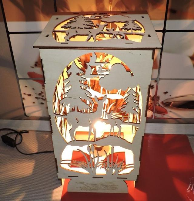 Макет Лесной ночник Бамби для лазерной резки файл dxf — изображение 2