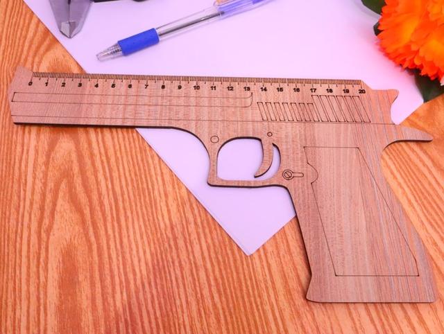 Макет Линейка в форме пистолета для лазерной резки файл dxf — изображение 4