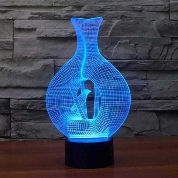 Макет Макет вазы для лазерной резки 3D со светодиодным ночником — изображение 3