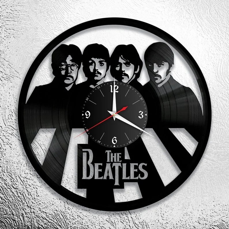 Макет Макет виниловой пластинки группы The Beatles для настенных часов вырезанных лазером