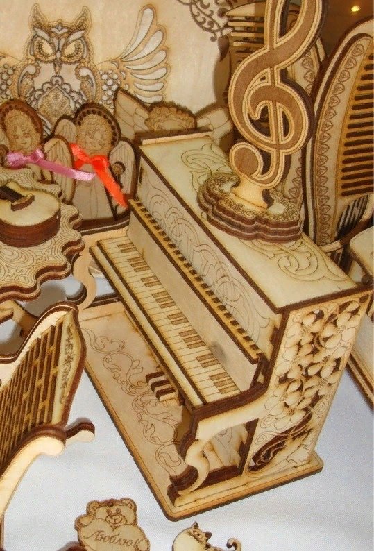 Макет Макет деревянного игрушечного пианино для лазерной резки