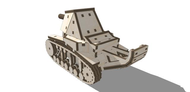 Макет Макет деревянного 3D пазла в виде танка СУ-18 для лазерной резки