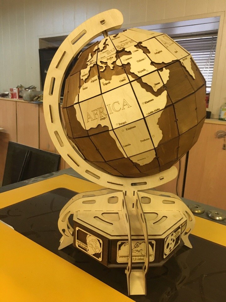 Макет Макет деревянного 3D-глобуса для лазерной резки