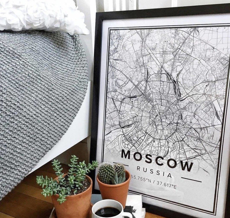 Макет Макет для лазерной гравировки карты Москвы для настенного декора