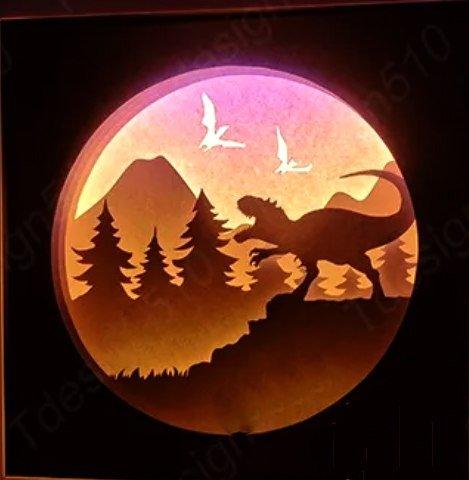 Макет Макет для лазерной резки  бокс с тенью динозавра формат dxf