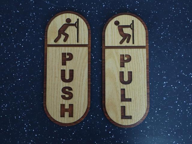 Макет Макет для лазерной резки вывески Push-Pull — изображение 3