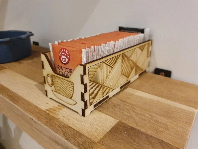 Макет Макет для лазерной резки деревянной чайной коробки формат dxf