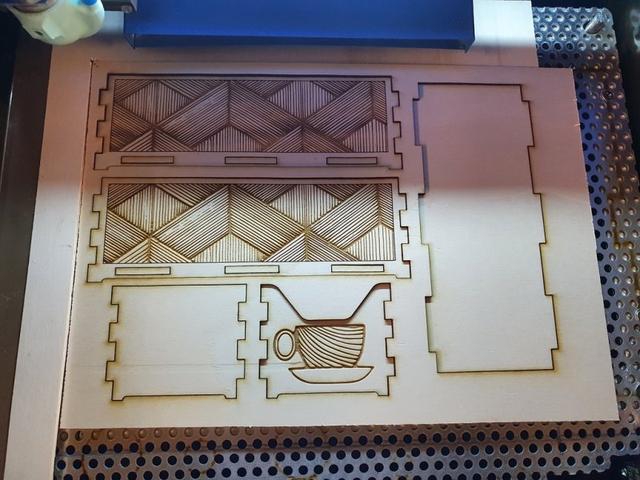 Макет Макет для лазерной резки деревянной чайной коробки формат dxf — изображение 2