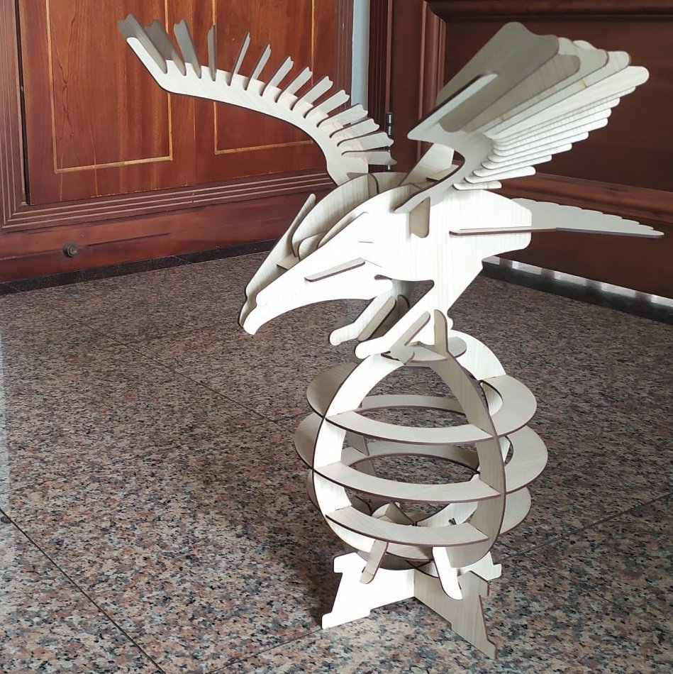 Макет Макет для лазерной резки деревянный орёл для 3D-пазла на подставке формат dxf