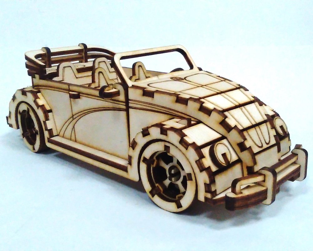 Макет Макет для лазерной резки игрушечного автомобиля Volkswagen Beetle кабриолет