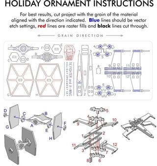 Интересный макет Макет для лазерной резки истребителя Tie Fighter и украшений в виде истребителя X-wing  C4 Labs