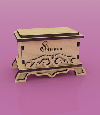 Интересный макет Макет для лазерной резки коробки-сундучка