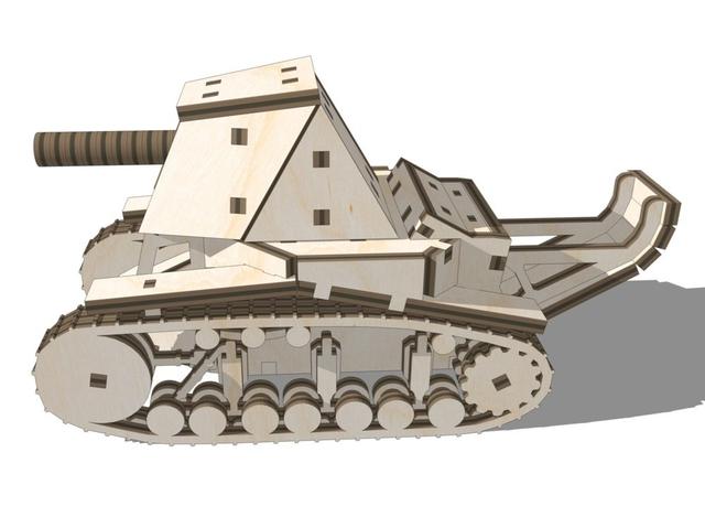 Макет Макет для лазерной резки модели танка СУ-18 3D-пазл файл DXF — изображение 3