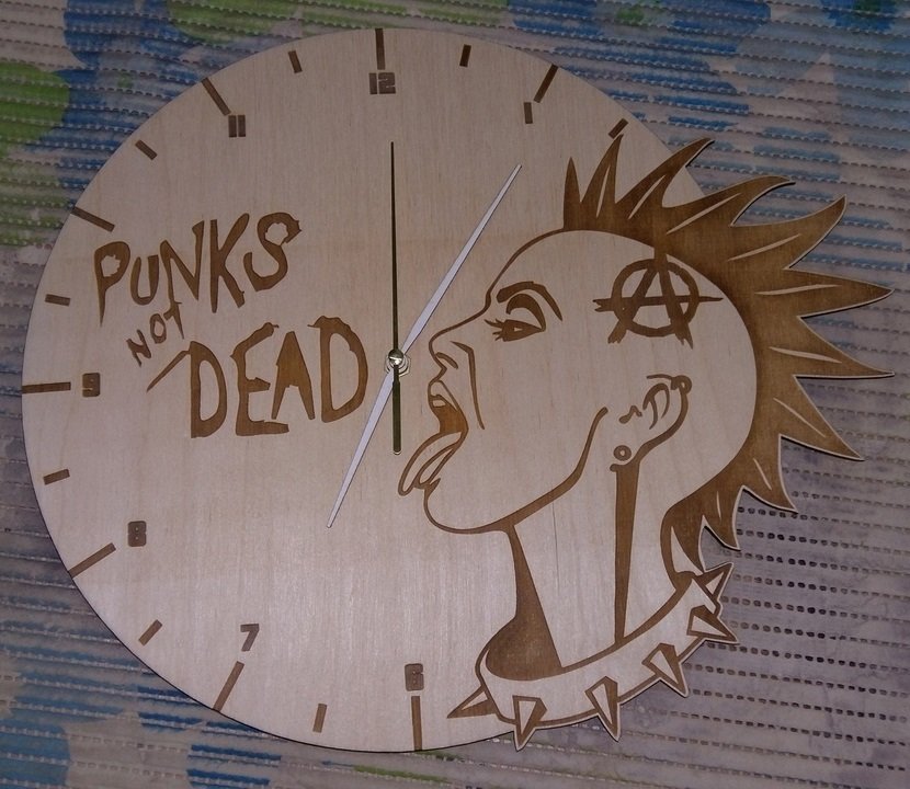 Макет Макет для лазерной резки настенных часов с надписью punks not dead