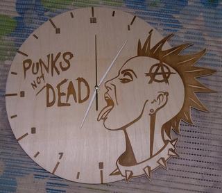 Интересный макет Макет для лазерной резки настенных часов с надписью punks not dead