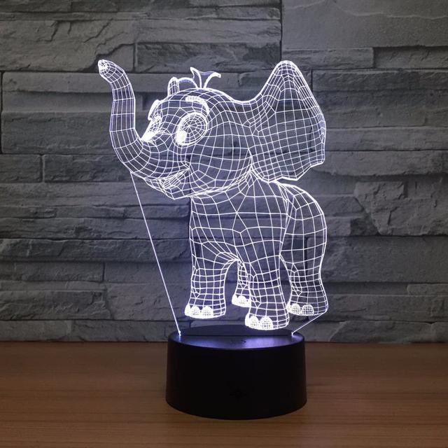 Макет Макет для лазерной резки настольной лампы-ночника в виде 3D-оптической иллюзии слонёнка — изображение 2