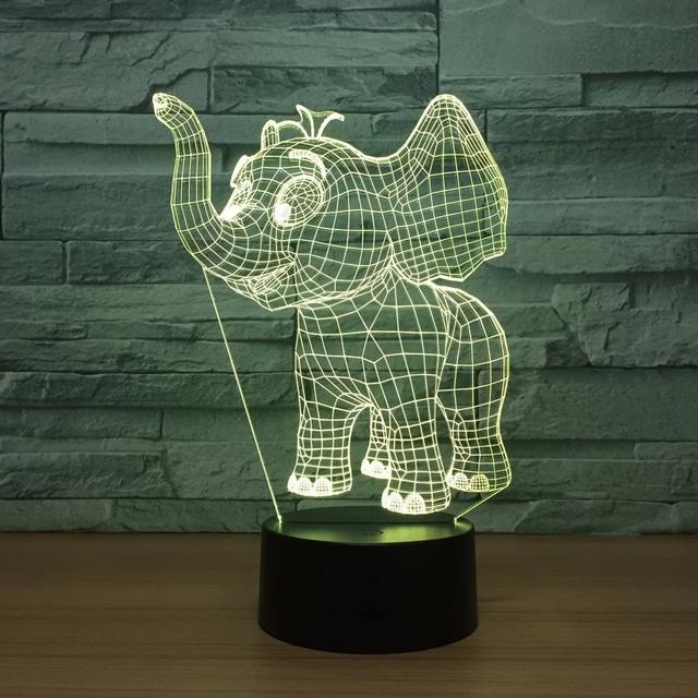 Макет Макет для лазерной резки настольной лампы-ночника в виде 3D-оптической иллюзии слонёнка — изображение 4