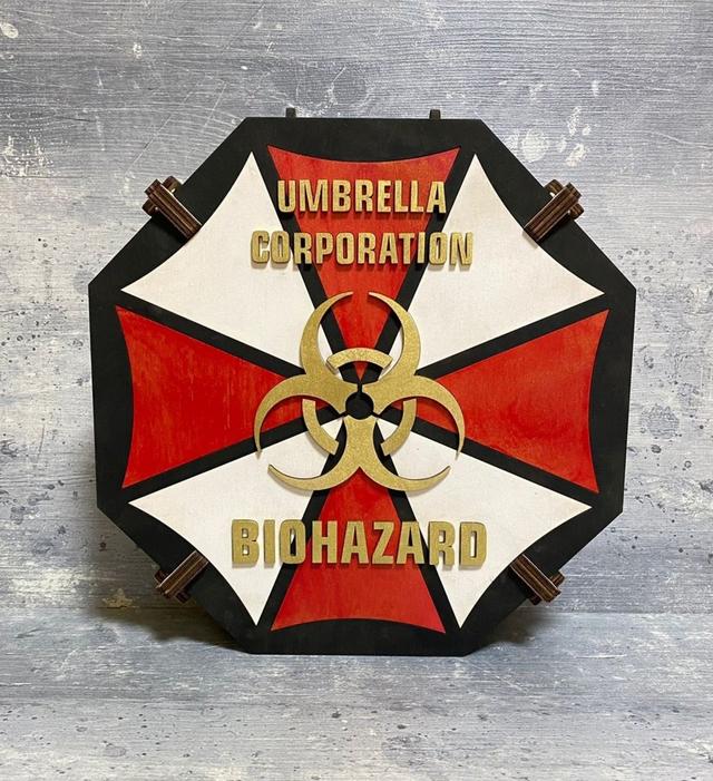 Макет Макет для лазерной резки подарочный набор с символикой Umbrella Corporation Resident Evil Biohazard для водки — изображение 1