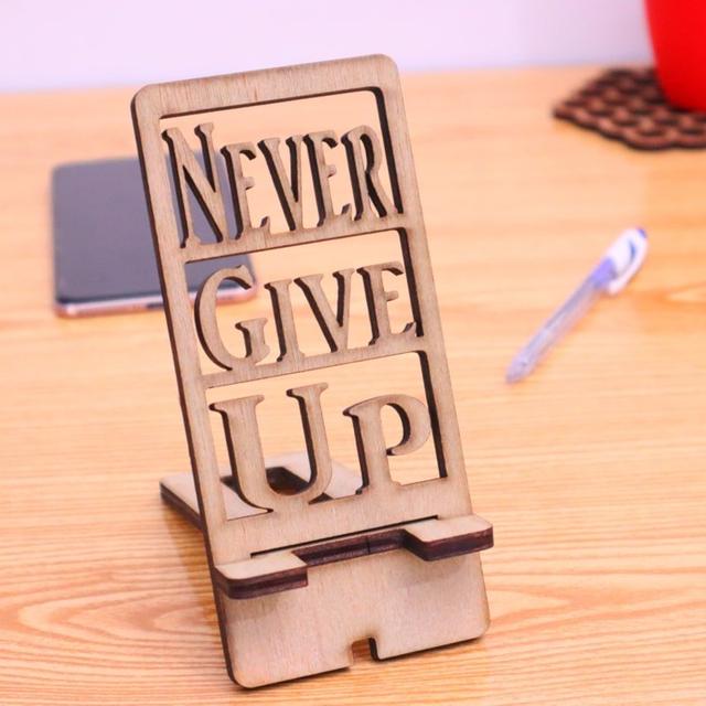 Макет Макет для лазерной резки подставки для телефона Never give up из фанеры 6 мм формат dxf — изображение 4