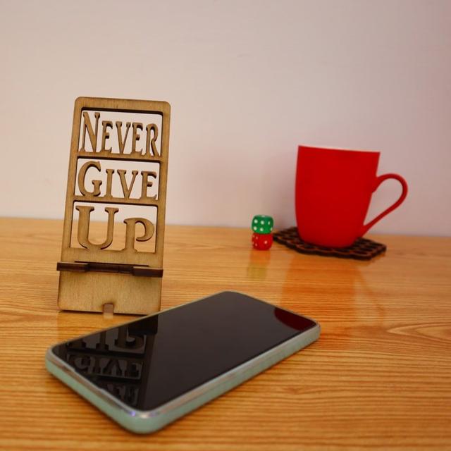 Макет Макет для лазерной резки подставки для телефона Never give up из фанеры 6 мм формат dxf — изображение 5