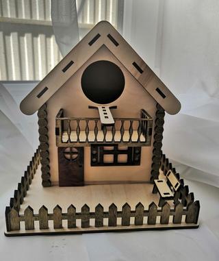 Интересный макет Макет для лазерной резки уникального декоративного домика-гнезда для питомца из дерева
