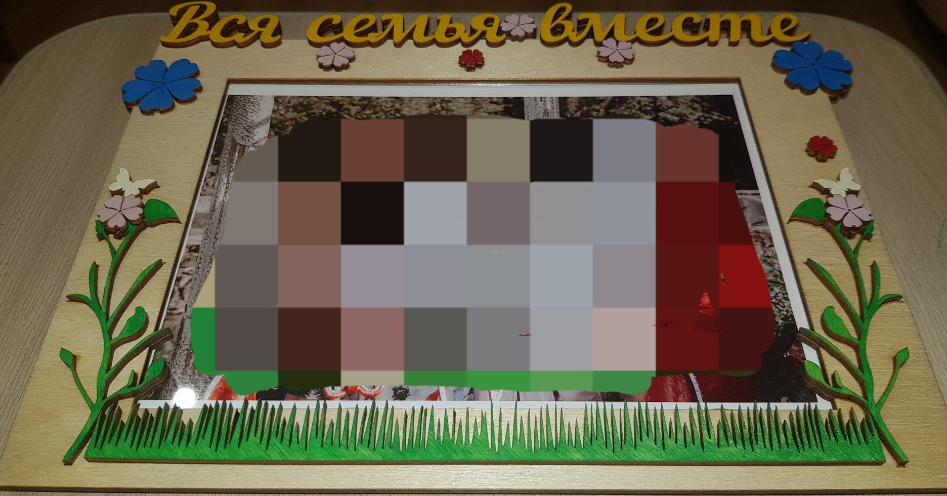 Макет Макет для лазерной резки фоторамки с деревянными цветами