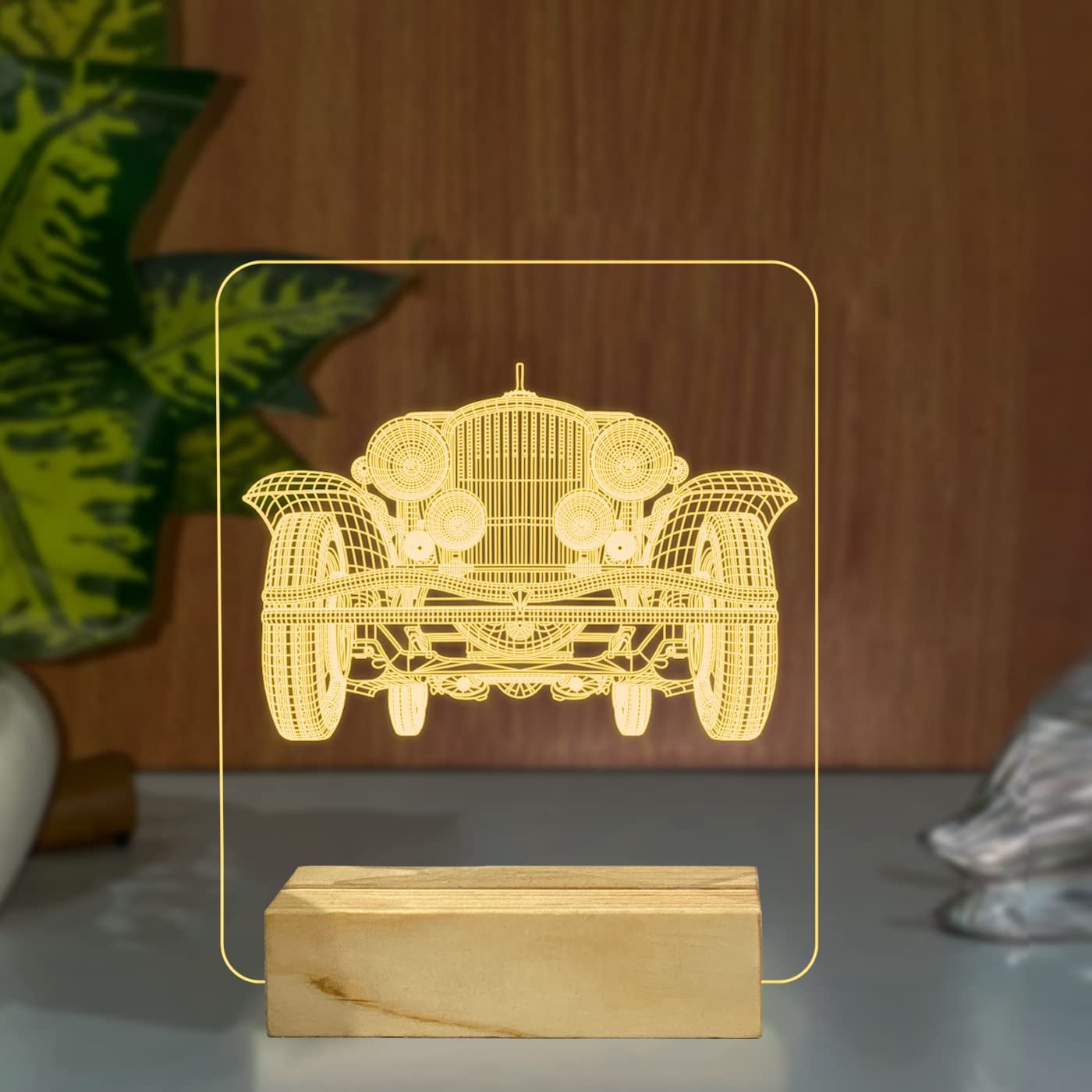 Макет Макет для лазерной резки 3D-иллюзия ночного светильника в стиле королевский классический автомобиль