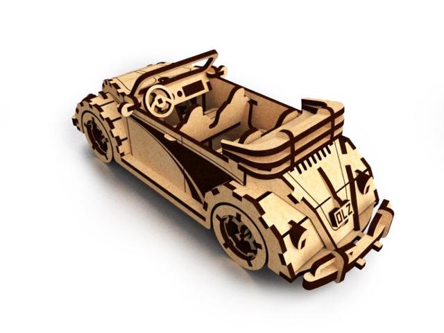 Макет Макет для лазерной резки Volkswagen Fusca Beetle Convertible 3D-головоломка файл DXF — изображение 3