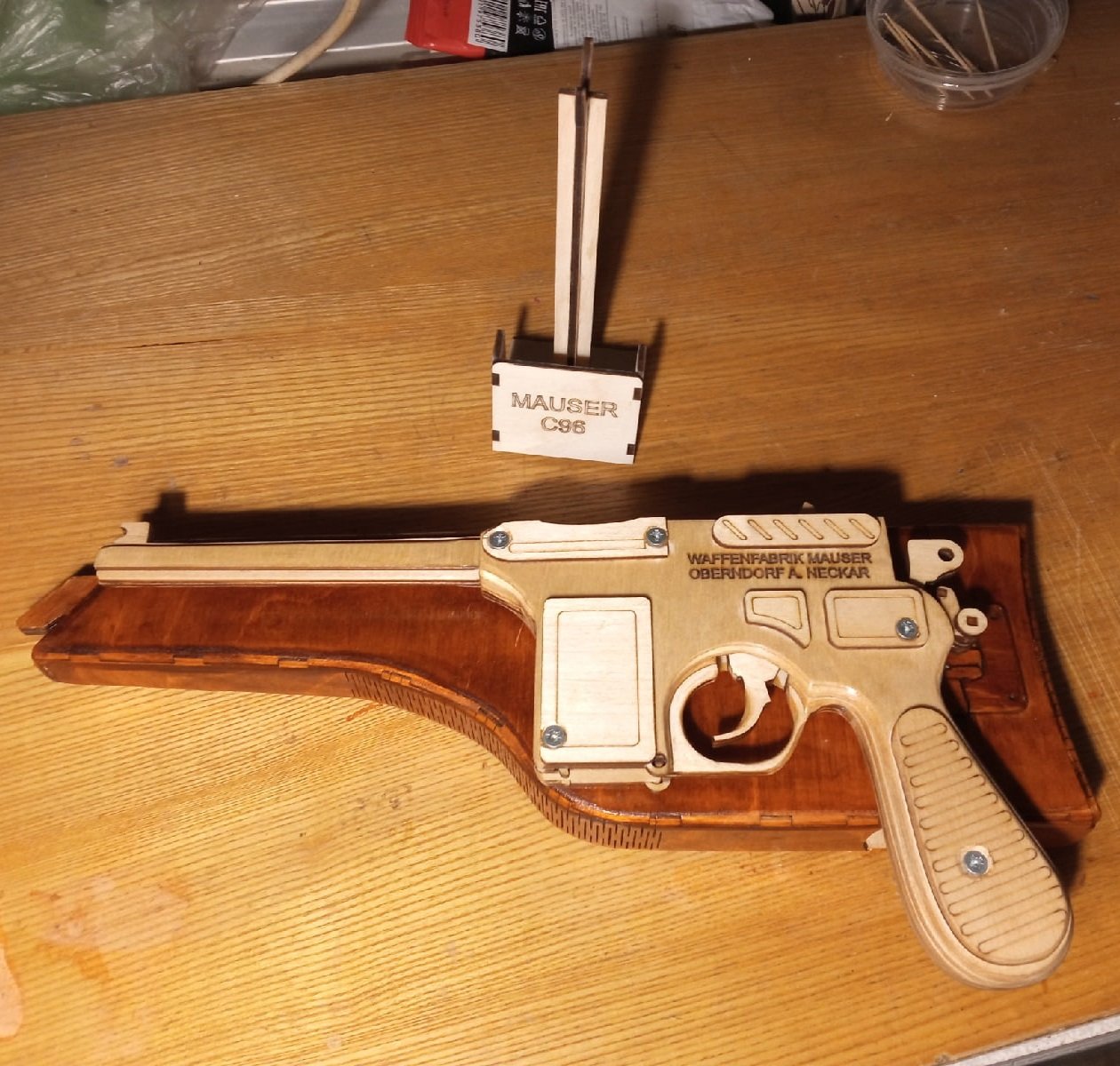 Макет Макет игрушечного пистолета Mauser C96 для лазерной резки