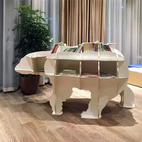 Макет Макет книжной полки в виде белого медведя для лазерной резки формат dxf