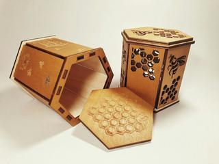 Интересный макет Макет коробки для банки с мёдом для лазерной резки